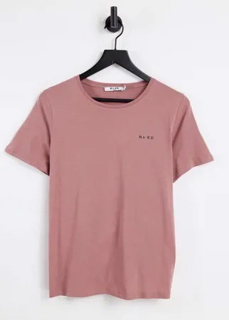 Пыльно-розовая футболка с логотипом NA-KD-Розовый цвет