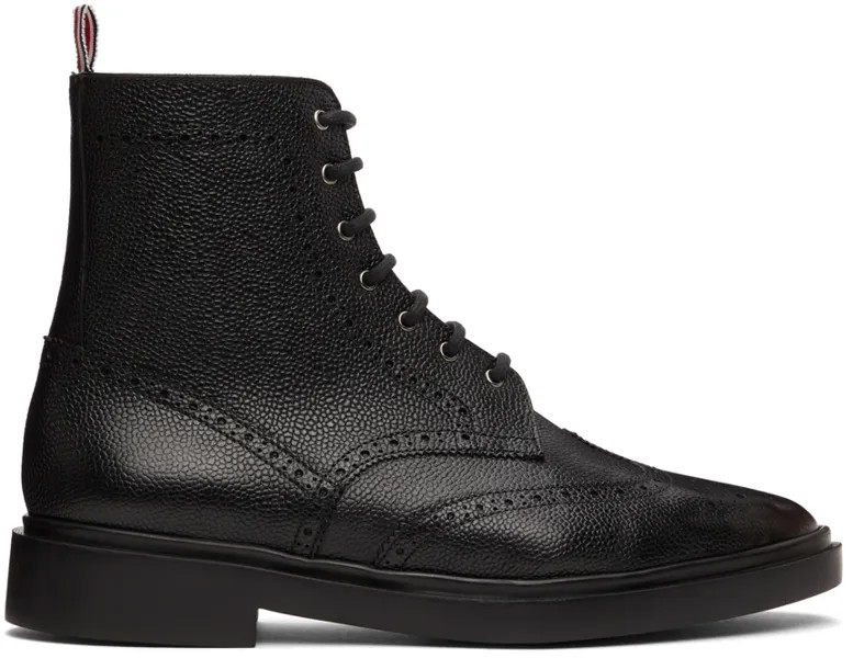 Черные классические ботинки Wingtip Thom Browne