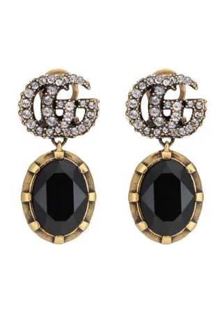 Gucci серьги-подвески с кристаллами и логотипом GG