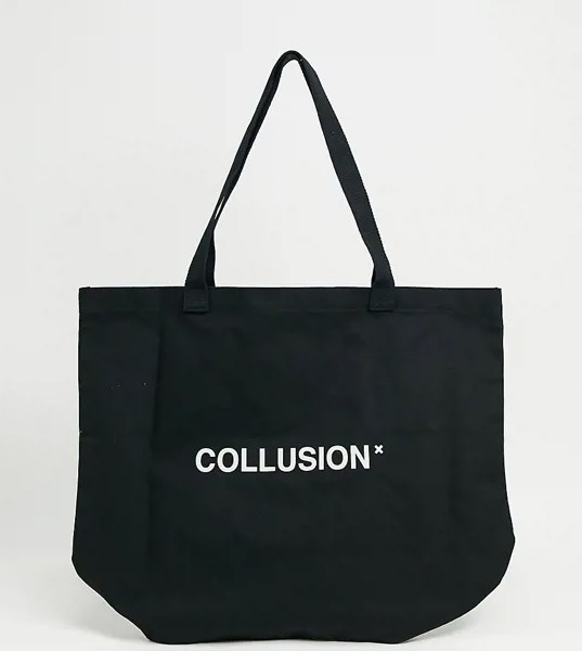 Черная сумка-тоут с логотипом COLLUSION Unisex-Черный цвет