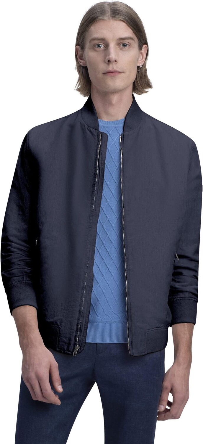 Куртка BUGATCHI Bomber Jacket with Full Zip Closure, темно-синий