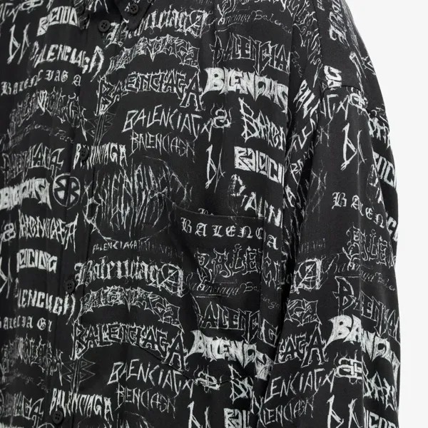 Balenciaga Рубашка с металлическим повторяющимся логотипом, черный