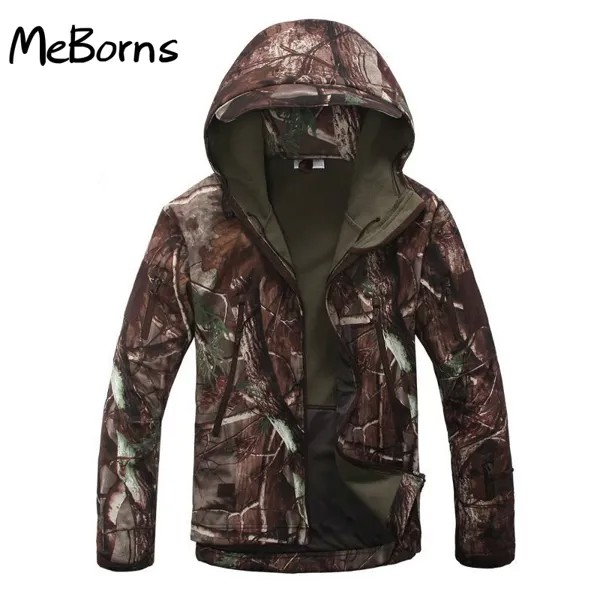 Куртка мужская тактическая с капюшоном, уличный флисовый пиджак в стиле милитари для походов, охоты, армейская камуфляжная уличная одежда, ...