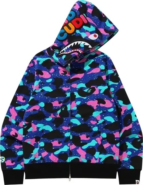 Худи BAPE x Kid Cudi Shark Full Zip Hoodie 'Navy', разноцветный