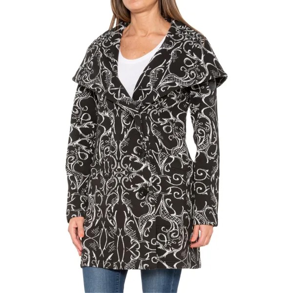 TONIA DEBELLIS Heidi Damask Женское пальто черного цвета слоновой кости, розница, 465 долларов, новинка