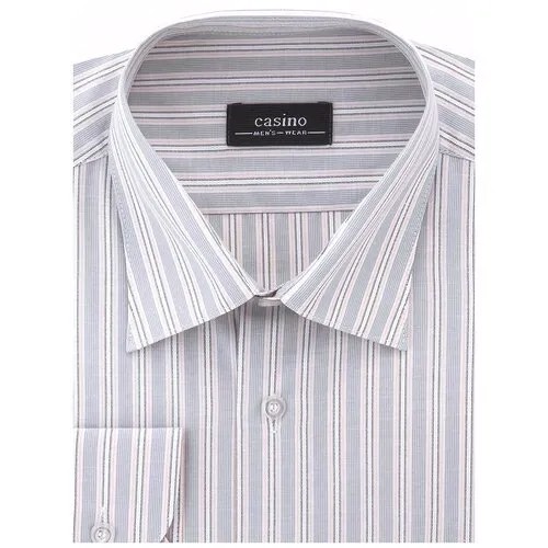 Рубашка Casino, повседневный стиль, прямой силуэт, длинный рукав, манжеты, размер 174-184/39, серый
