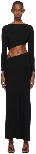 Черное асимметричное платье-макси Gcds