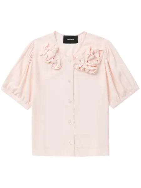 Simone Rocha рубашка с короткими рукавами и цветочной аппликацией, розовый