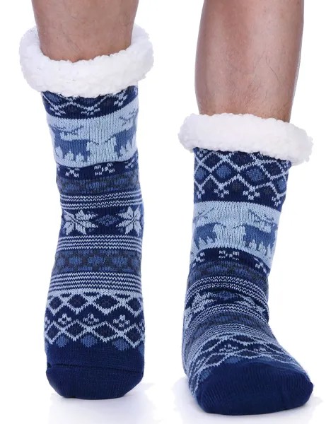 Мужские туфли Носки Пушистые носки для мужского зимнего домика Уютный теплый мягкий флис Удобный Толстый Рождественский домашний чулок Stuffer с ручками