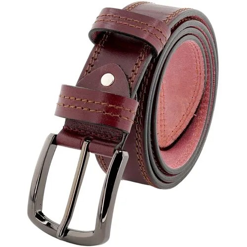 Ремень PREMIUM BELT, натуральная кожа, металл, подарочная упаковка, для мужчин, длина 125 см., бордовый