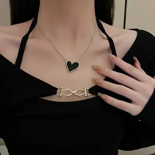 Цепочка женская, Колье с подвеской, Цепочка на шею женская, бижутерия женская на шею, сердечко , сердце