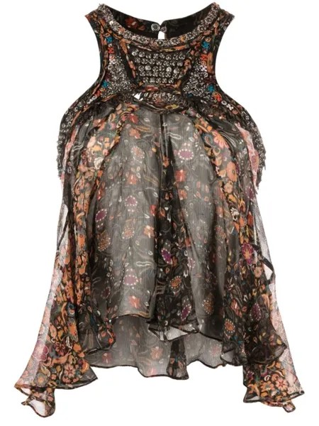 ISABEL MARANT топ с драпировкой и принтом, черный