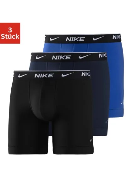 NIKE Underwear Боксеры (3 шт.) с особенно длинными штанинами и поясом с логотипом Nike, синий