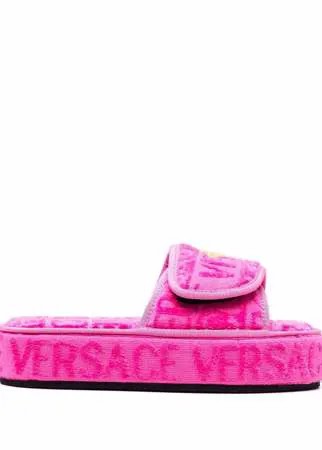 Versace шлепанцы с открытым носком и логотипом