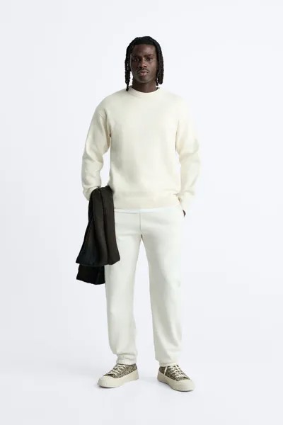 Мягкий текстурированный свитер ZARA, белый