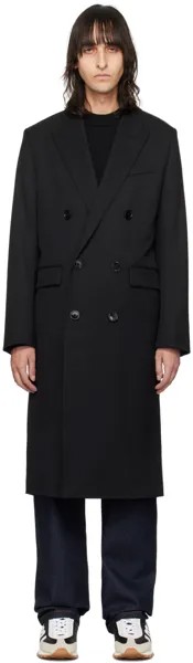 Черное двубортное пальто Ami Paris