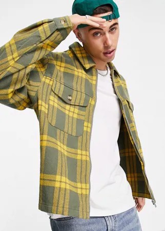Куртка Харрингтон в зеленую и желтую клетку ASOS DESIGN-Зеленый цвет