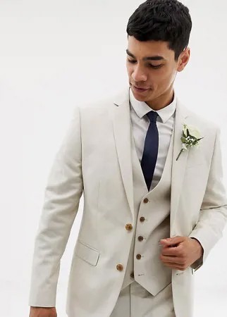 Приталенный пиджак из ткани с добавлением льна Farah wedding эксклюзивно на ASOS-Neutral