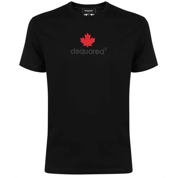 Черная футболка с логотипом Maple Leaf на груди Dsquared2, черный