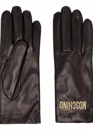 Moschino перчатки с вышитым логотипом