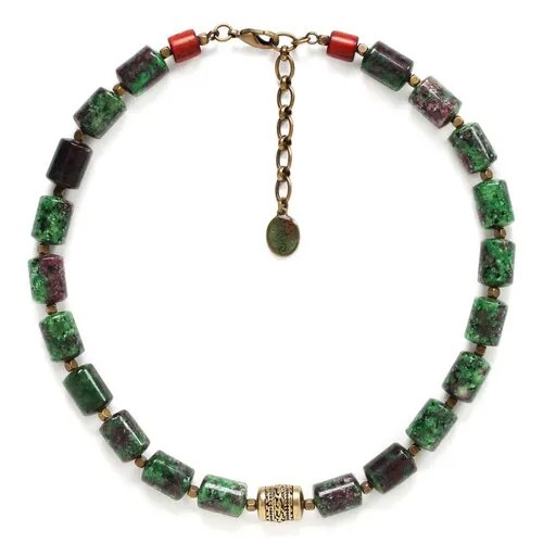 Колье Nature Bijoux, Zoisite, с цоизитом и деревом роблес, NB22.2-15-42175 (зеленый)