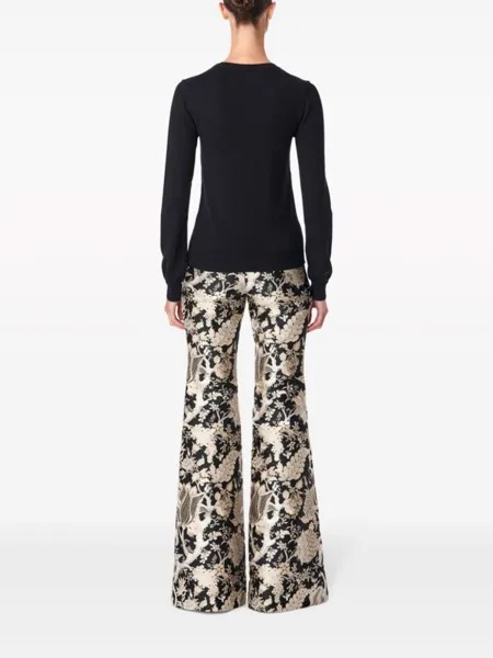 Расклешенные жаккардовые брюки Carolina Herrera, бежевый