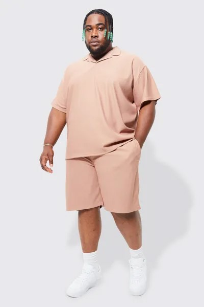 Комплект поло oversize ottoman rib revere Boohoo, кофе
