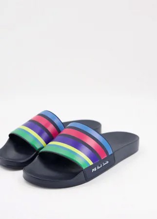 Шлепанцы в разноцветную полоску PS Paul Smith-Разноцветный