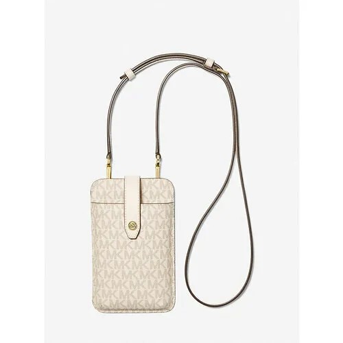 Сумка кросс-боди MICHAEL KORS Smartphone Crossbody, фактура рельефная, матовая, белый, бежевый