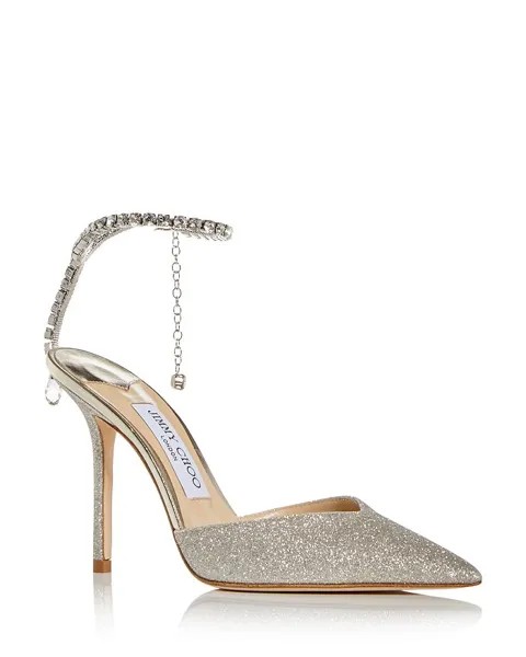 Женские туфли-лодочки с острым носком Saeda 100 с украшением Jimmy Choo