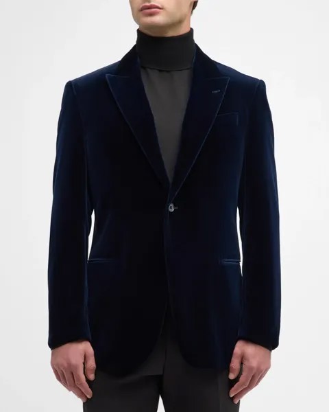 Мужской бархатный смокинг Emporio Armani, цвет Navy