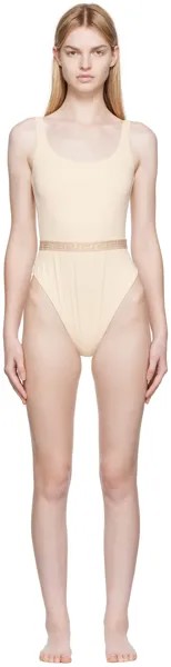 Бежевое боди с каймой Greca Versace Underwear