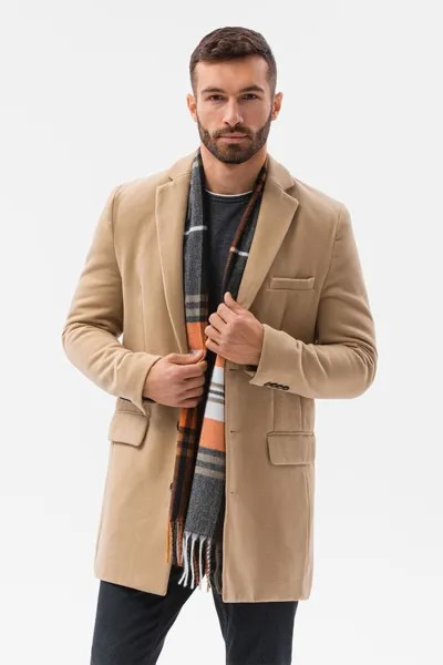 Пальто с разрезными лацканами и карманами Ombre, коричневый