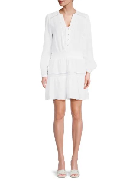 Мини-платье с расклешенным узором из газа Saks Fifth Avenue, белый