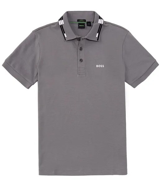 Рубашка поло с короткими рукавами Hugo Boss BOSS Slim Fit Paule Interlock, серый