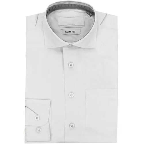 Школьная рубашка Sky Lake, полуприлегающий силуэт, на пуговицах, длинный рукав, манжеты, размер 34/146, белый