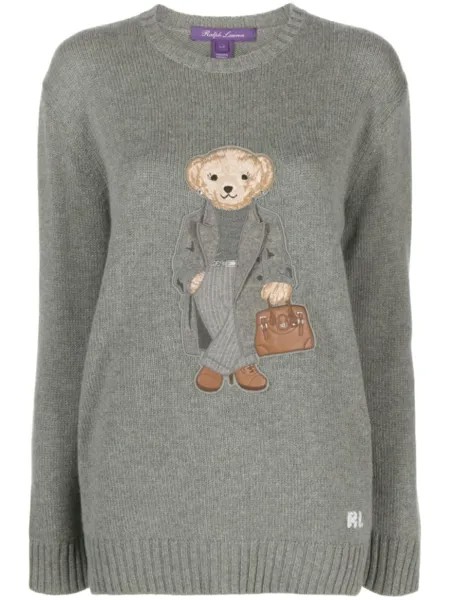 Ralph Lauren Collection кашемировый джемпер Polo Bear, серый