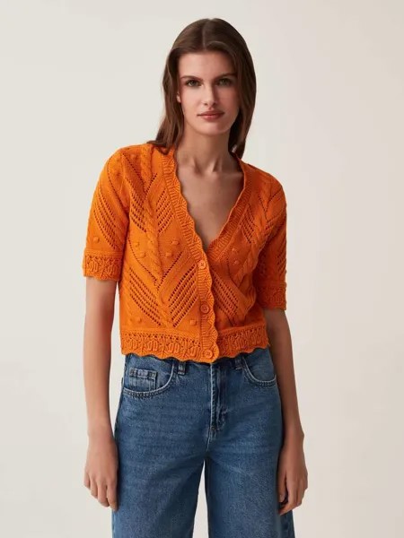 Кардиган крючком с косой деталью Ovs, цвет orange