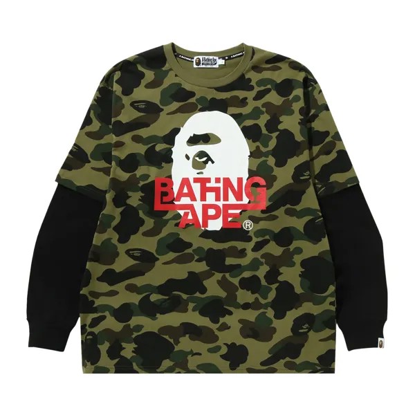 BAPE 1st Camo Многослойная футболка свободного кроя с длинными рукавами, цвет Зеленый