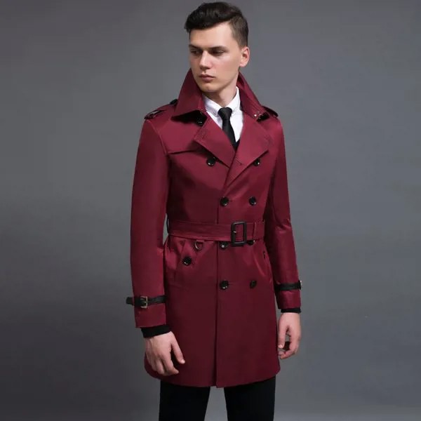S-6XL! 2017 Мужская одежда New England кожаные длинное двубортное пальто плащ-Тренч пальто размера плюс костюмы