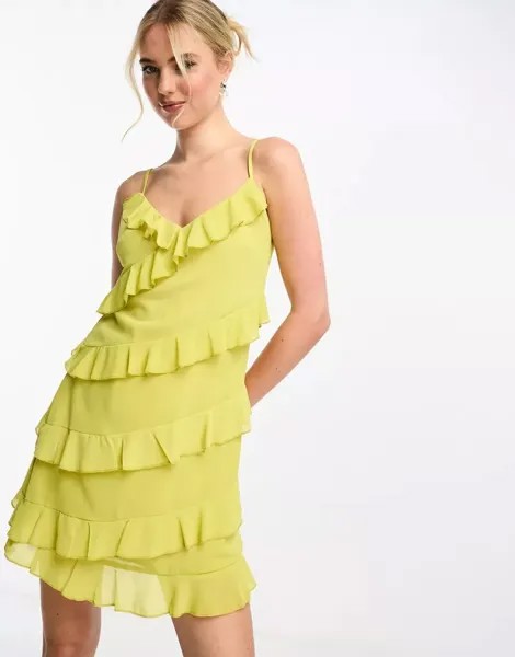 Style Cheat – короткое атласное платье с бретелями светло-зеленого цвета