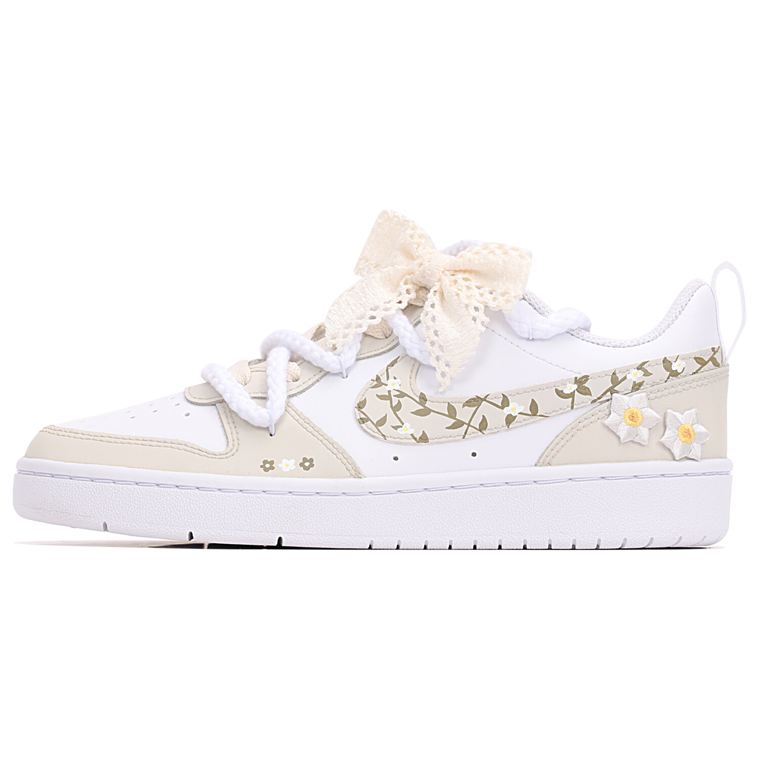 Кроссовки Nike Court Borough Skateboarding Shoes Women's Low-top Green/White, зеленый