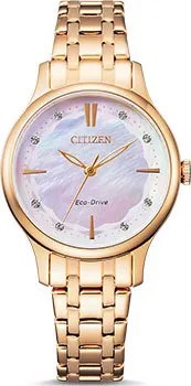 Японские наручные  женские часы Citizen EM0893-87Y. Коллекция Eco-Drive