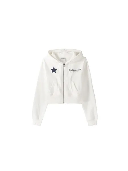 Худи на молнии Bershka, белый