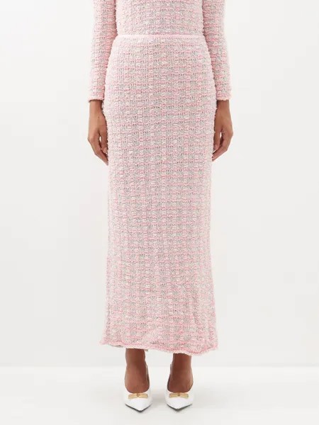 Твидовая юбка макси с пуговицами bb Balenciaga, розовый