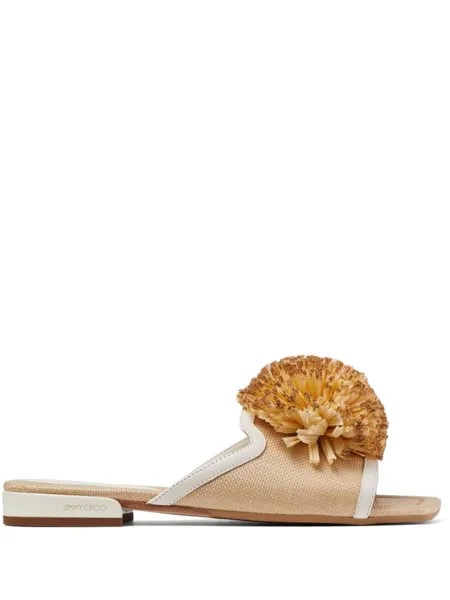 Jimmy Choo мюли Nako с помпонами, нейтральный цвет