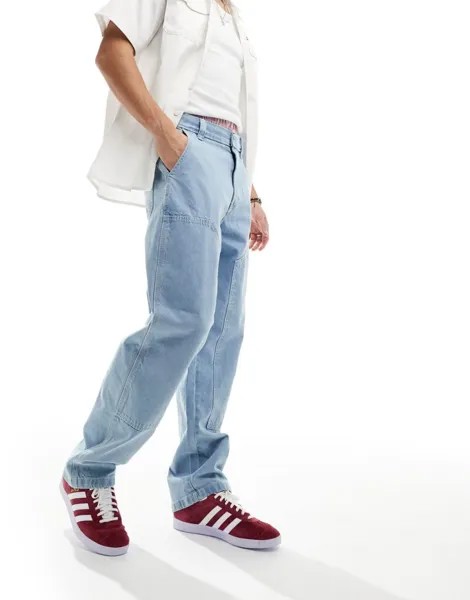 Dickies – Madison – Голубые джинсы свободного кроя с винтажной строчкой на коленях
