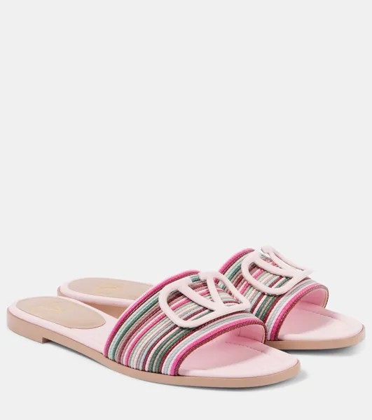 Кожаные мюли VLogo Signature Valentino Garavani, цвет bajadera/rosa boreale