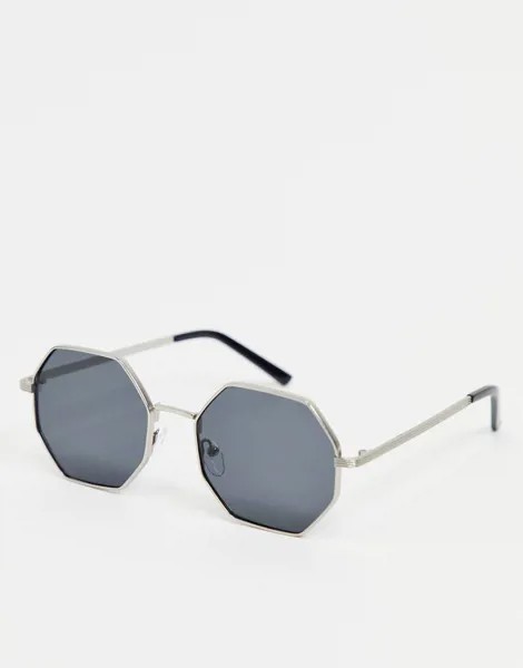 Шестиугольные солнцезащитные очки в серебристой оправе AJ Morga-Серебристый