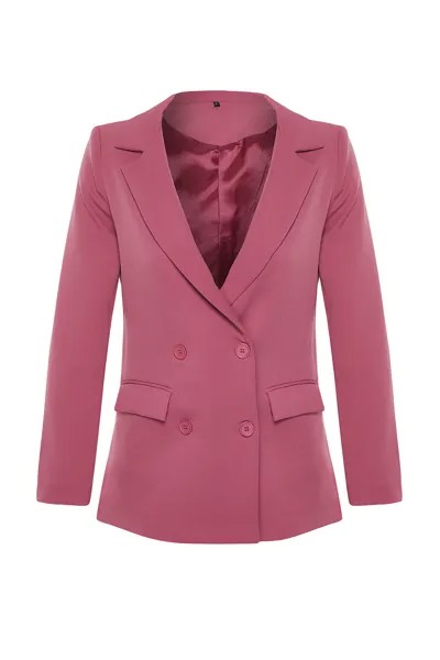 Розовый двубортный тканый пиджак на регулярной подкладке с застежкой Trendyol